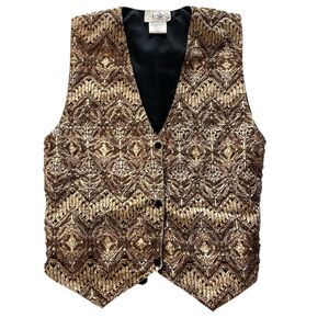 Vintage Dalin Women's Multicolor Vest Size P Small Button‎ Front Handmade